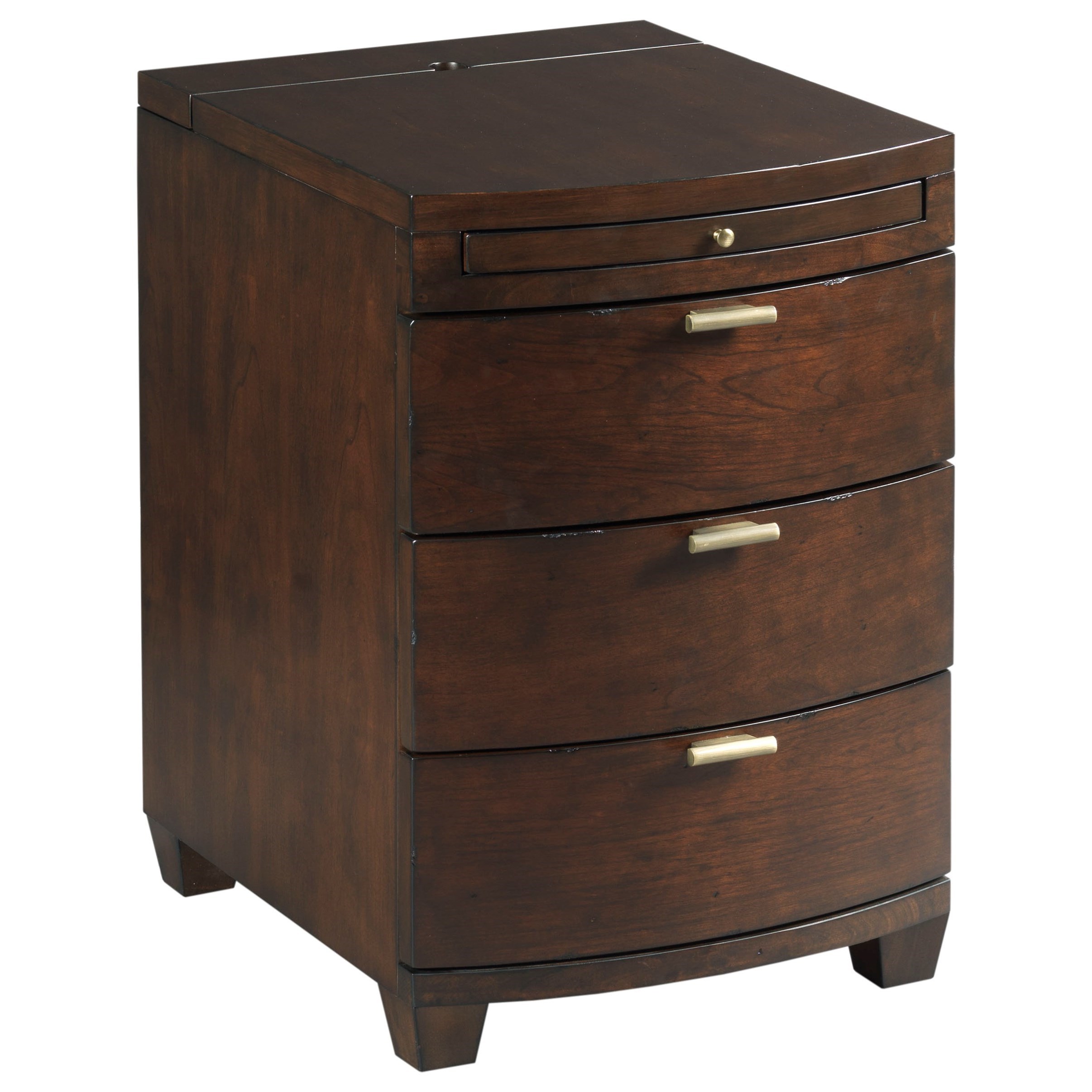 TABLE TRENDS Chairsides Driftwood Bowfront Chairside Table with USB